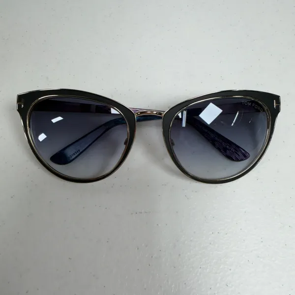 Tom Ford 56mm Sunglasses Nina TF373 Black Gold Cat Eye Gradient Italy Luxury - Image 2