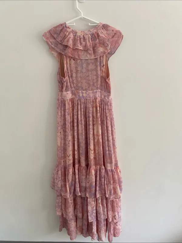 Free People Wear It Out Pink Tiered Ruffle Maxi Dress Size 4 - Image 8
