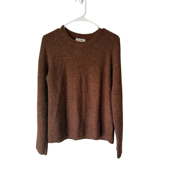 Old Navy Women's Brown Speckled Knit Crew Neck Sweater‎ Medium Preppy Casual - Image 2