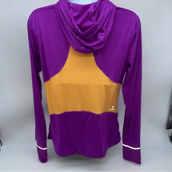 New Balance Women’s Purple/Yellow/Gray Colorblock 1/2 Zip Pullover Hoodie-Size M - Image 6
