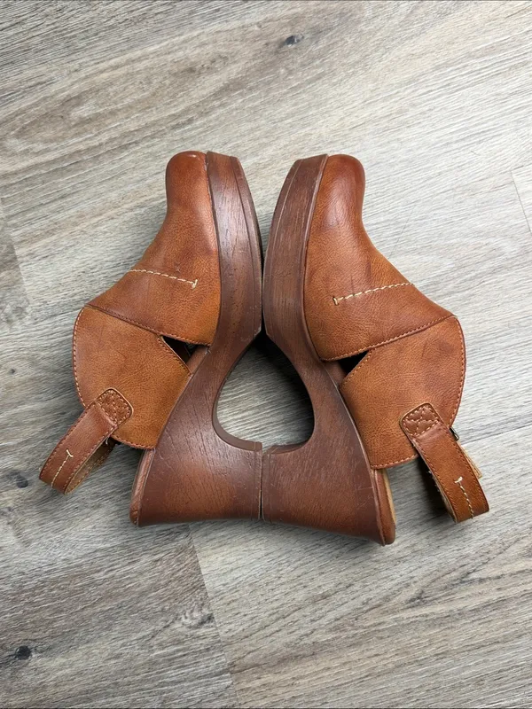 b.o.c. Born Concept Cecila Platform Clogs Brown Slingback Heels Size 9M - Image 7