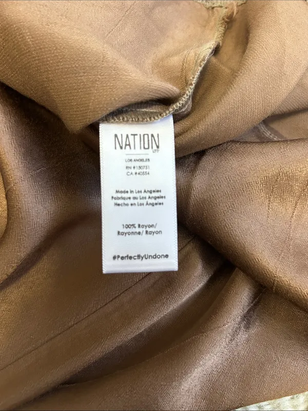 Nation Ltd Brown Satin Sleeveless Dress - Image 7