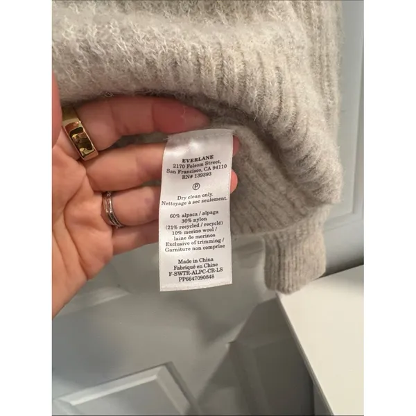 Everlane Cream Ribbed Turtleneck Alpaca and Merino Wool Sweater - Image 4