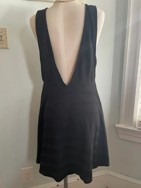 Free People Black Sleeveless Mini Chevron Stripe Dress - Image 2