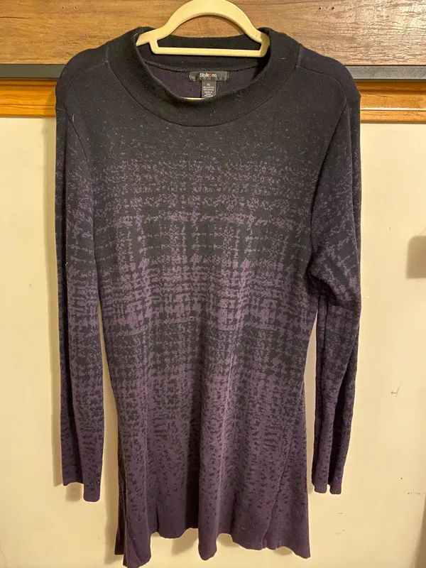 Style & Co Purple & Black Sweater Bodycon Dress - Image 2