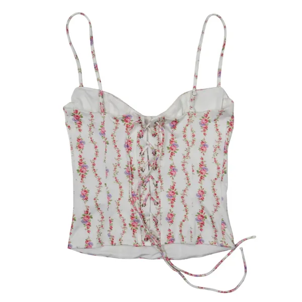 Edikted Indira Floral Lace-Up Corset Camisole Tank Top Large Coquette - Image 8