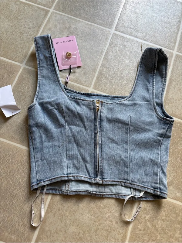 Avec Les Filles Light Blue Denim Mini - Image 5
