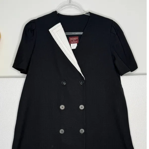 1990s Jeanette Maternities Black Minimalist Swing Dress Medium to Large - Image 5