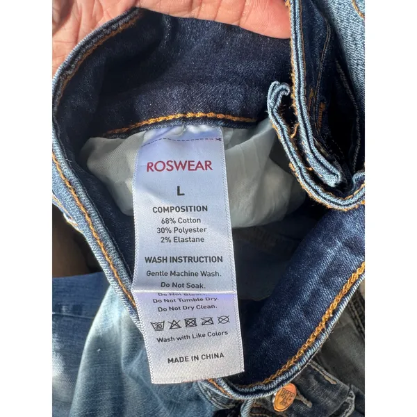 ROSWEAR High‎ Waisted Wide Leg Jeans Medium Wash Triple Button Size L - Image 4
