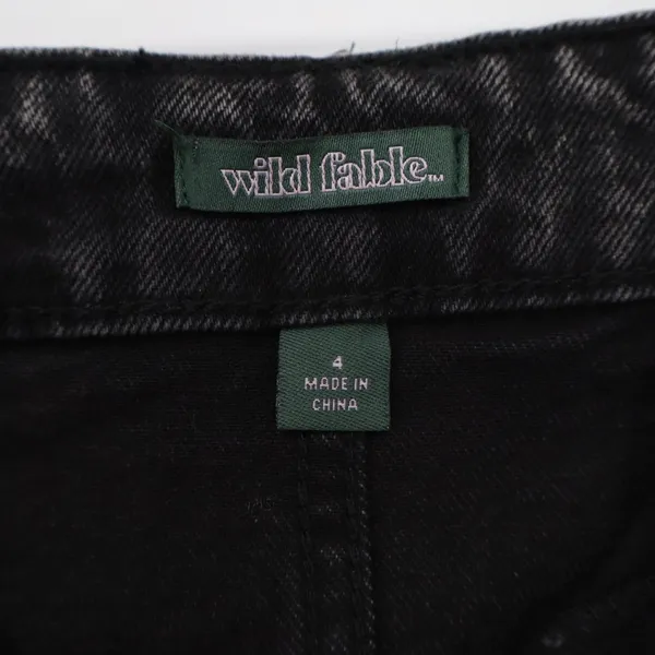 Wild Fable Acid Wash Black Pleated Denim Mini Skirt Skater Size 4 - Image 3