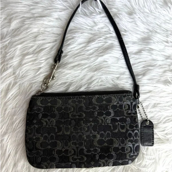 COACH Black Gray Signature Canvas Wristlet - Image 2
