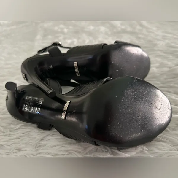 Authentic GUCCI Black‎ Leather Betsey Ankle Strap Heels Shoes Sz 36 - Image 7