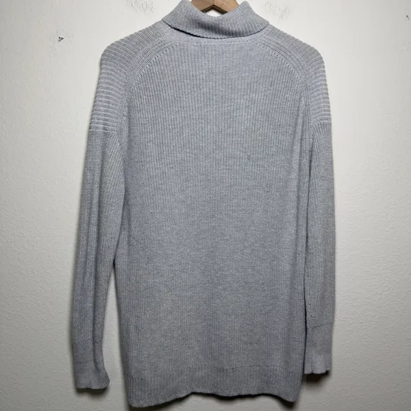 J.‎ Crew Women Cotton Cashmere Turtleneck Sweater Small Gray Shaker Knit Luxury - Image 4