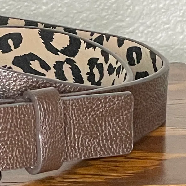Betsey Johnson Dark Brown Belt With Leopard Interior Print 38” - Image 4