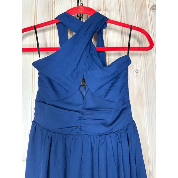 NWT Lulus Emrah Navy Cross-Front Cutout Halter Midi Dress Party Gala Banquet XS - Image 4