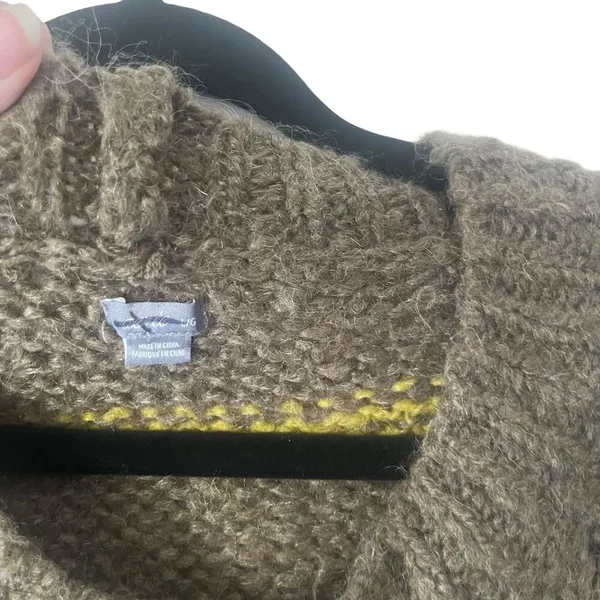 Aerie Womens Size Large Wool Mohair Blend Chunky Soft Knit Brown Striped Sweater - Image 4