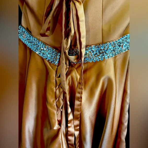 Changuan Women Short Satin Halter Corset Back Beaded Prom Dress Burnt Orange 14 - Image 10