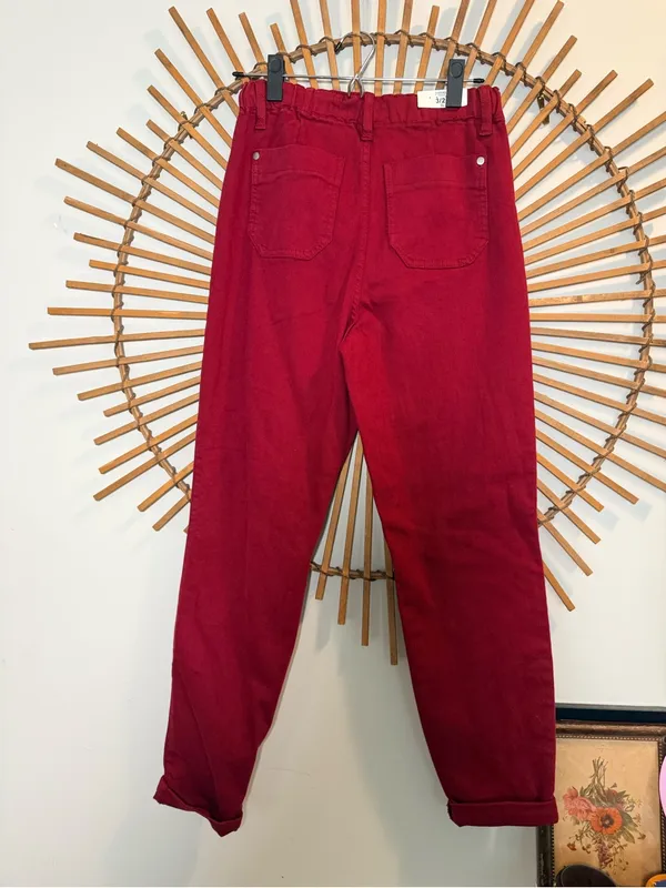 Judy Blue Garmet Dyed Deep Red Boyfriend/ Jogger Jeans Drawstring Waist NWT Fall - Image 7