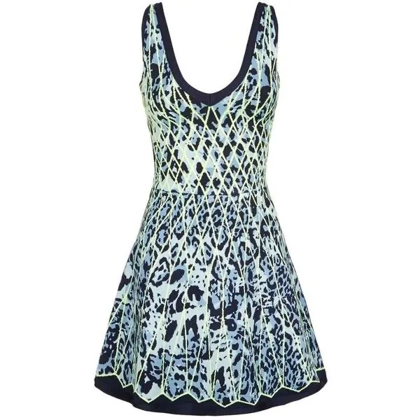 Herve Leger Kollette caged animal jacquard fit and flare dress size extra small - Image 13