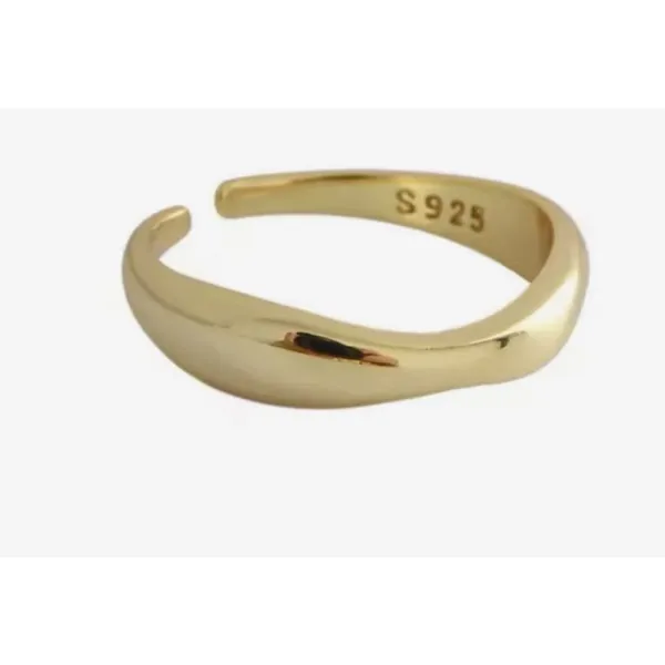 Boutique NEW‎ 14k Yellow Gold Plated 925 Silver Wave Stacking Band Ring - Image 8