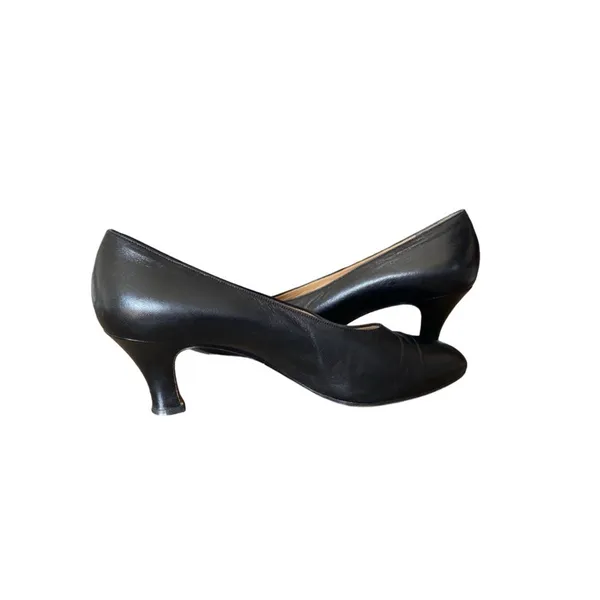 Gucci Signature Classic Black Leather Mid-Heel Pumps size 37 1/2 US 7.5 - Image 7