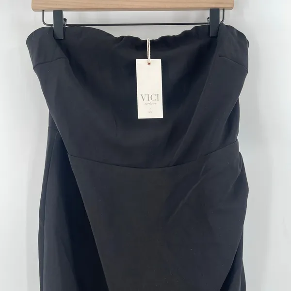 VICI x FATE Dress Large Black Strapless Slit Always You Cocktail Evening Formal - Image 6