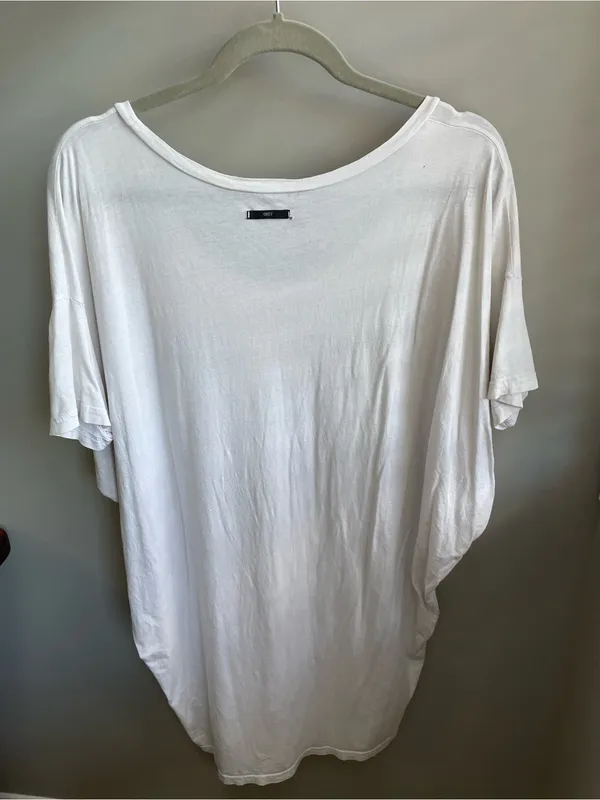 Obey White Short Sleeve Scoop Neck Graphic T-Shirt Dress with Red Rose - Image 5