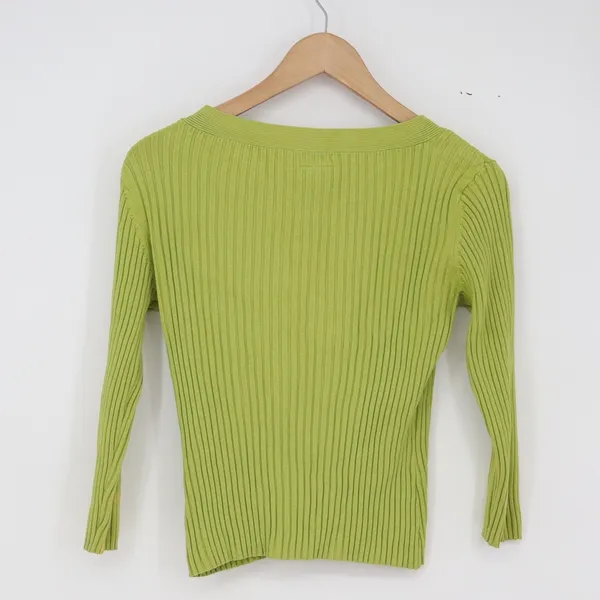Baggage JPR Top Womens Small Ribbed Keyhole Buckle Lime Green 3/4 Sleeve Good - Image 8