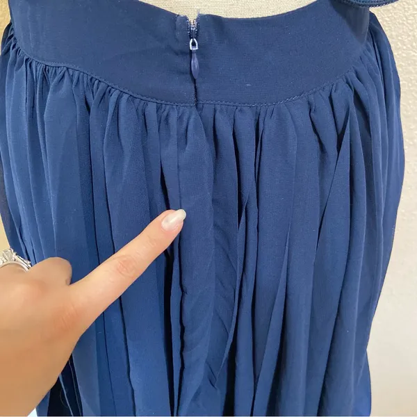 NWOT Lulus Splendid Charisma Navy Ruffled Pleated One-Shoulder Midi Dress - Image 6