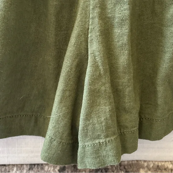 Old Navy Women’s Romper whit pockets and belt Sz M Green Linen Viscose 3" Inseam - Image 10
