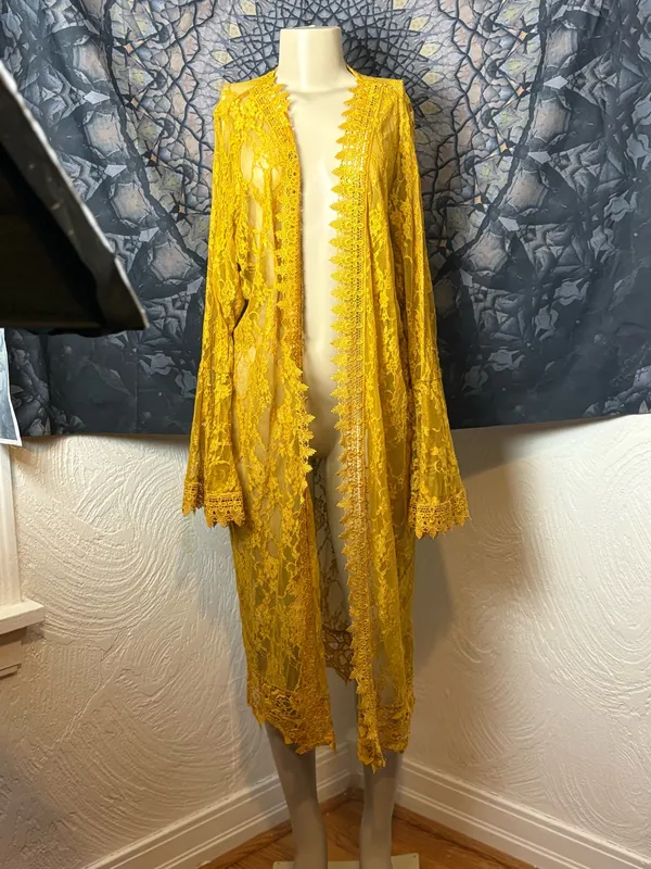 Polly & Esther Golden Yellow Lace Cardigan - Image 9