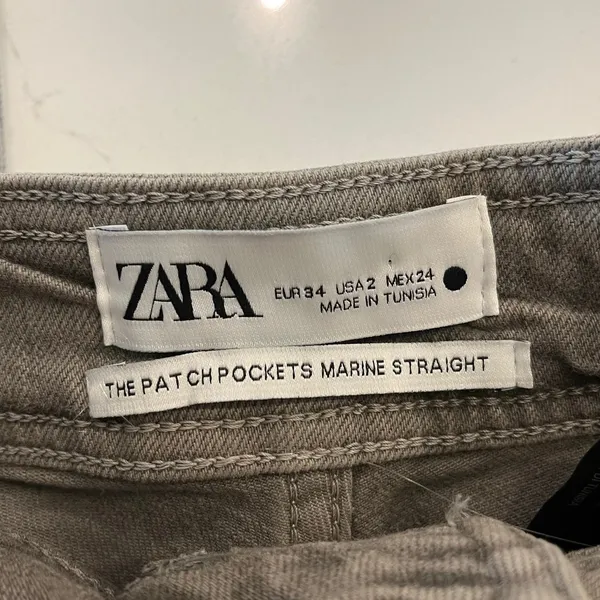 Zara The Patch Pocket Marine Straight Jean‎ Grey Size 2 - Image 7