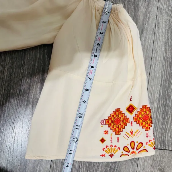 Lucky‎ & Blessed Cream Embroidered Off Shoulder Boho Western Dress Medium DR007 - Image 15