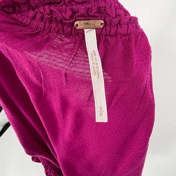Free People Free Spirit Crop‎ Top S Magenta Off Shoulder Tiered Bell Sleeve Boho - Image 5