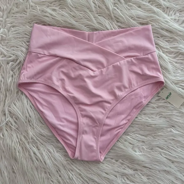 Aerie High Rise Full Coverage Crossover Bikini Bottom Bloom Medium - Image 2