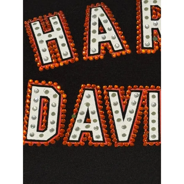 Harley-Davidson Rhinestone Logo Black Short Sleeve Tee Women's Large - Image 7