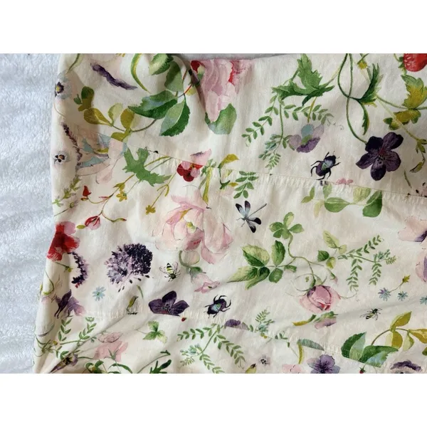 H&M Linen Blend Floral Off Shoulder Puff Sleeve LaceUp Back Dress size M -42 - Image 5
