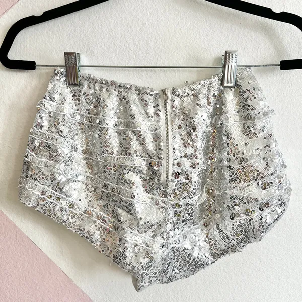 Sequin Micro Mini Shorts, Festival Clubwear Rave‎ Glam Medium 2000s Y2K - Image 2