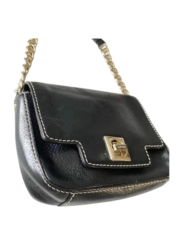 Kate Spade  Iconic Turnlock Gold Chain Handle Mini Bag Handbag  Black Leather - Image 6