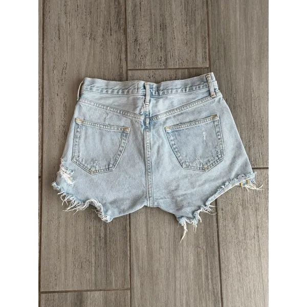 AGOLDE Micah Boyfriend Denim Shorts Swapmeet Distressed Raw Hem Womens Size 24 - Image 4