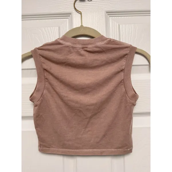 Skims Cotton Jersey Muscle Tank Crop Top‎ Mauve Pink XXS Sleeveless Crew Neck - Image 2