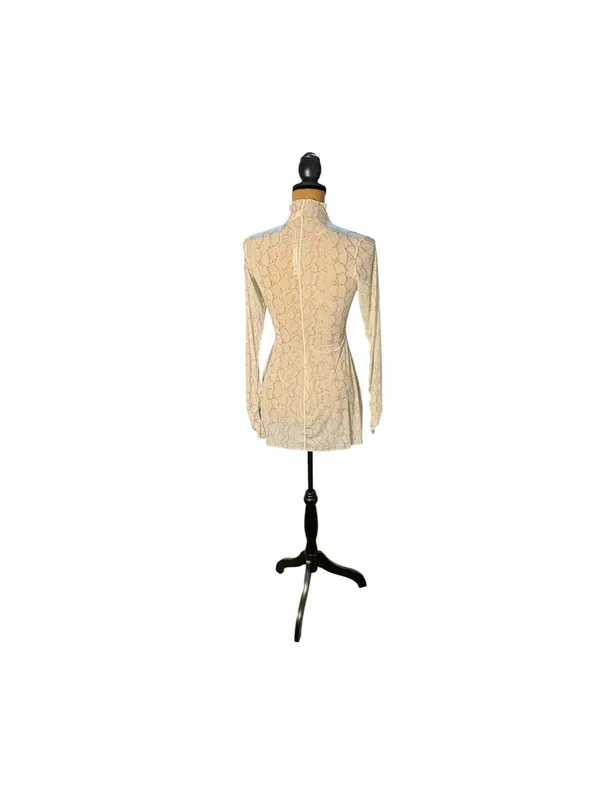 NWT SKIMS Milky Sheer Tunic M Stone Pastel Snake Print Mock Neck Mesh Rare - Image 4