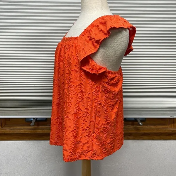 LC Lauren Conrad NWT Coral Ruffled Sleeve Square Neck Cross Back Top - Image 8