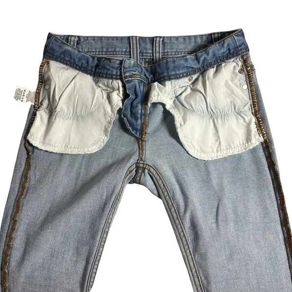 Free People W28 Distressed Blue Jeans Raw Hem Boho Y2K - Image 4