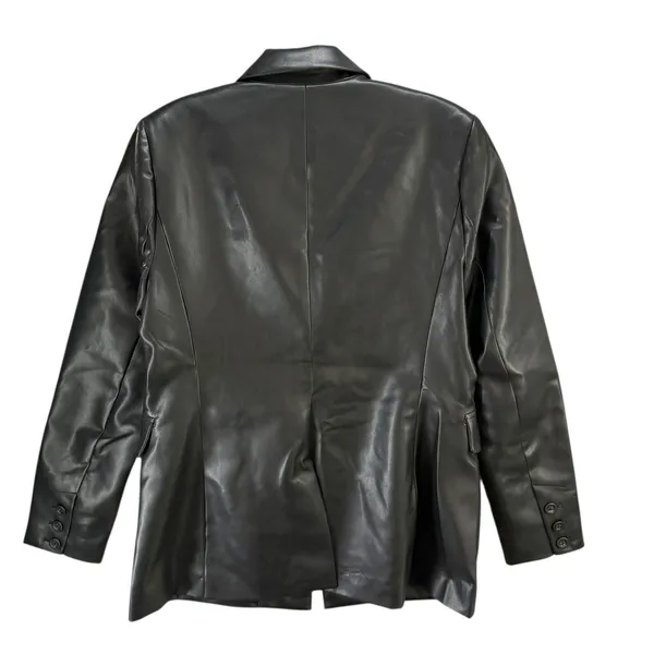 CAbi James Jacket Womens Medium Black Soft‎ Faux Leather Blazer Tailored #4495 - Image 4