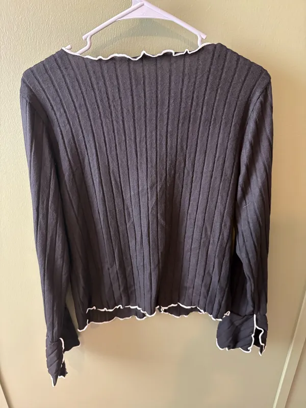 Black Ribbed Knit Pajama Set Size L - Image 3