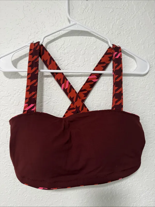 NWOT Offline by Aerie Red & Pink Patterned Crop Bralette Size XL - Image 13