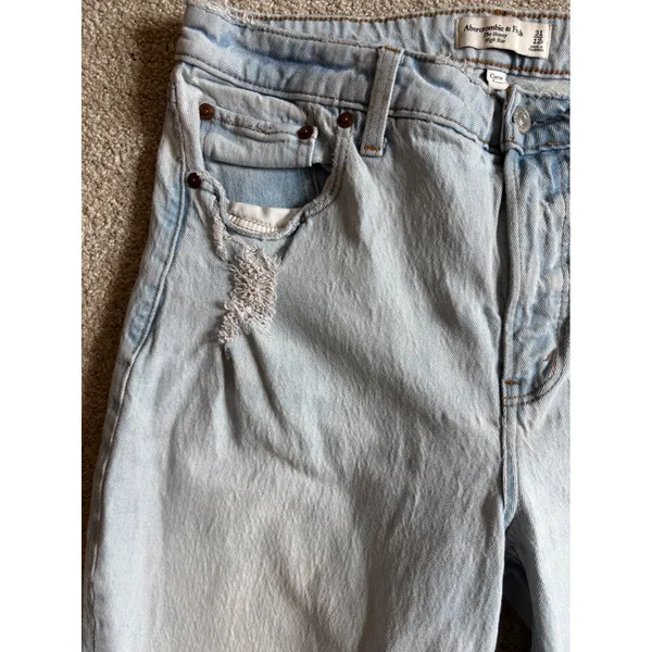 Abercrombie & Fitch Skinny Jeans 31/12 Light Wash Distressed Curve Love HighRise - Image 6
