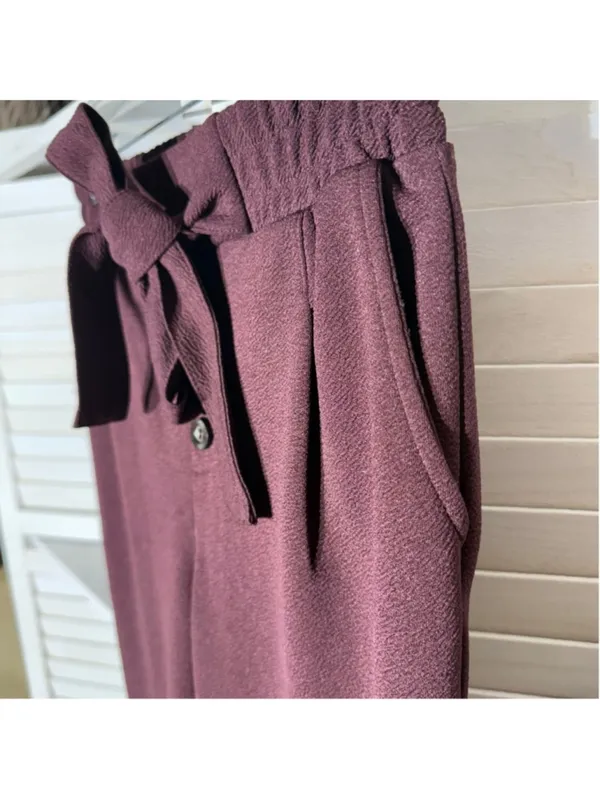 Hot Kiss vintage pants high rise wide leg burgundy mod 90s grunge preppy academy - Image 3