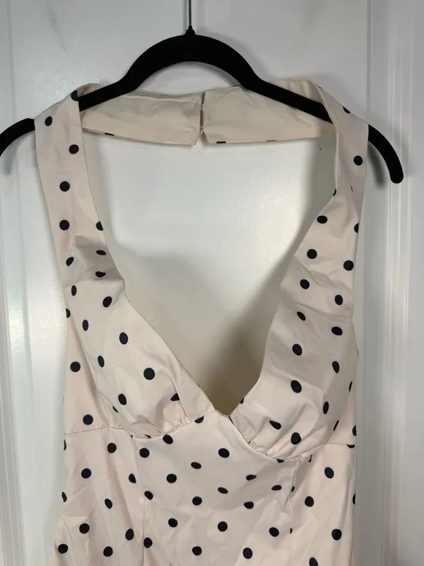White Fox The Moment I Met You Mini Dress Cream Black Polka Dot XS - Image 5